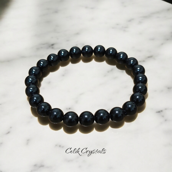 Black Tourmaline Bracelet Natural High Quality Stones 8mm Unisex - Picture 3 of 7